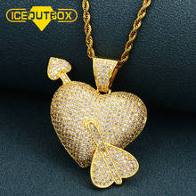 ICEOUTBOX Heart With Arrow Pendant Necklace With 4mm Tennis Chain Gold Silver Color AAA Cubic Zircon Men's Hip Hop Rock Jewelry 2024 - buy cheap