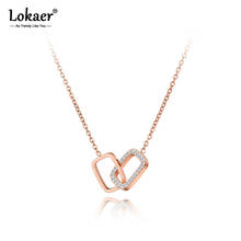 Lokaer Titanium Stainless Steel Double Rectangle Charm Choker Necklaces For Women Fashion CZ Crystal Pendant Necklace N20247 2024 - buy cheap