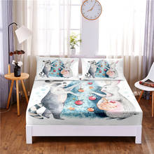 Cartoon Pattern Digital Printed 3pc Polyester  Fitted Sheet Mattress Cover Four Corners with Elastic Band Bed Sheet Pillowcases 2024 - buy cheap