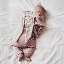 Macacão e roupa infantil de orelha de coelho pudcoco, roupas para bebês recém-nascidos de manga longa com capuz para primavera 2024 - compre barato