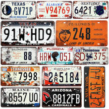 US Texas Florida States Car License Signs Rusted Vintage Metal Tin Sign Bar Pub Cafe Garage Wall Decor Plate Plaques 15x30 cm 2024 - buy cheap