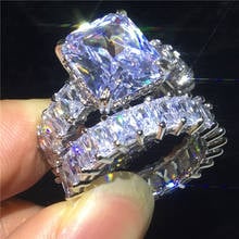 2020 Vintage Full Princess cut Ring Sets 925 Sterling Silver AAAAA cz Engagement Wedding Band Rings For Women Men Party Jewelry 2024 - buy cheap