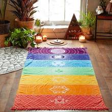 Boho praia tapete arco-íris listras bohemia parede pendurado cobertor verão toalha de praia tapete yoga mandala 7 chakra tapeçaria xale tapete # 4z 2024 - compre barato