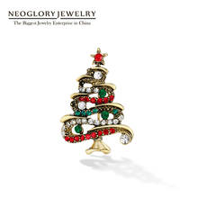 Neoglory jóias ouro multicolorido broches árvore de natal para as mulheres colorido strass casaco pino 2020 nova marca presente natal 2024 - compre barato
