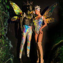 Stage Costumes Nightclub Bar Female Forest Elf Butterfly Party Laser Flower Fairy Reflective Bodysuit Men Rave Clothes DN6321 2024 - buy cheap