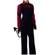 2020 Game Helltaker Cerberus Cosplay Costume Adult Women Men Outfits Burgundy Red Shirt Pants Vest Gloves Tail Halloween Carniva 2024 - buy cheap