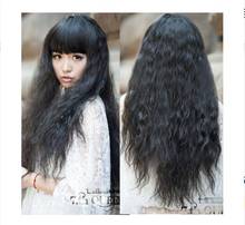 shun hot sell new - Hot Fashion Corn Curly Wig Women Nature Black Long Hair Wig Cosplay Party 2024 - buy cheap