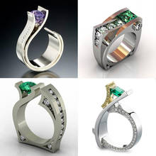 Уникальное мужское женское черное зеленое пурпурное каменное кольцо, роскошное серебряное Золотое обручальное кольцо, обручальные кольца для мужчин и женщин 2024 - купить недорого