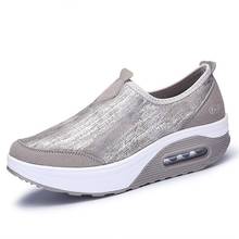 Zapatillas deportivas transpirables para mujer, zapatos femeninos de talla grande con plataforma y amortiguación de aire, color gris y GMB-0520 2024 - compra barato