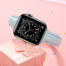 Correas para apple watch series 6, 5, 4 se, 40mm, 44mm, pulsera de cuero estrecha para iwatch 3, 38mm, 42mm 2024 - compra barato