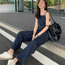 Jumpsuits Women 2021 Spring Denim Wide Leg Full Length Pockets Simple Classic Trendy Korean Womens Loose Casual Fashion Femme 2024 - buy cheap