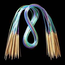 New 18Pcs 18 Sizes Knitting Needles Set Tube Circular Carbonized Bamboo Knitting Needles Pins Sewing Tools 40cm-120cm 2024 - buy cheap