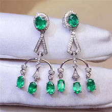 2020 Natural Emerald Earrings Genuine Solid 925 Sterling Silver  Earring Real Emeralds Gemstone For Women Fine Jewelry 2024 - buy cheap