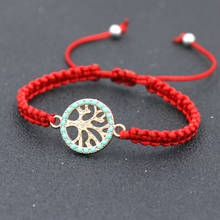 Pulsera con cuenta de árbol de la vida para Mujer, brazalete ajustable con hilo de cuerda roja de la suerte, estilo minimalista, joyería para Mujer 2024 - compra barato