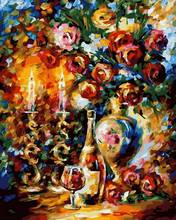 Frameless picture oil paintings by numbers flowers wall decor diy painting on canvas for home decor 4050cm wine with rose 2024 - buy cheap