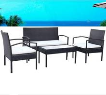 4pcs/Sets Garden Furniture Sets with Cushions Rattan Lounge Set Black Outdoor Sofa Set for Garden Patio Balcony 2024 - buy cheap