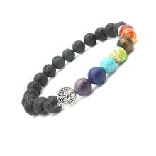 7 chakra árvore da vida 8mm pedra lava aromaterapia difusor do óleo essencial pulseira contas de equilíbrio reiki buda oração yoga jóias 2024 - compre barato