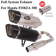 Sistema completo de escape da motocicleta para honda forza 300 forza300 modificar deslizamento na ligação dianteira tubo fibra carbono silenciador db assassino 2024 - compre barato