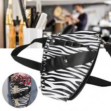 PU Leather Scissors Waist Bag Hair Clip Comb Hairdressing Tool Organizer Portable Storage Bag (Black+White Stripe) for Barber 2024 - buy cheap