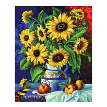 LZAIQIZG-pintura de diamante redondo/cuadrado completo, pintura de florero de girasol con diamantes, punto de cruz, bordado de diamantes de imitación, decoración del hogar 2024 - compra barato