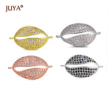 Juya-conectores de carcasa de circonita negra/transparente con incrustaciones de metal de cobre para fabricación de joyas, accesorios de pulsera DIY hechos a mano, 21x12mm, nuevos 2024 - compra barato