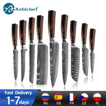 Kitchen knives Set Professional Chef Knives Japanese 7CR17 440C High Carbon Stainless Steel Imitation Damascus Pattern Knife Set 2024 - купить недорого