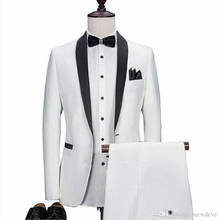 White Men's Wedding Tuxedos Groom Tuxedo 2 Pieces Set Tailcoat Suits Pants Jacket Custom Made Peaked Lapel Formal Prom Suit 2024 - buy cheap