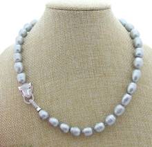 Beautiful NEW STUNNING 11-12mm South sea Silver Gray Pearl Necklace 18inch Leopard head clasp 2024 - buy cheap