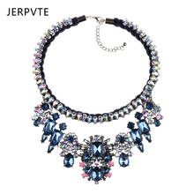 JERPVTE Fashion Jewelry Shourouk Blue Crystal Flower Choker Statement Necklaces Layered Handmade Custom Necklace For Women 2024 - buy cheap