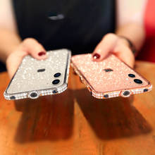 Funda de Metal con diamantes de imitación para iPhone, carcasa con purpurina para modelos 12, 11 Pro Max, 12 Mini, X, XR, XS Max, 8, 7, 6s, 6 Plus 2024 - compra barato