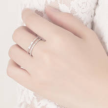 Anel de prata esterlina 925, feminino, estilo simples, com laço, anel de abertura, tamanho ajustável, prata sólida, joia de enfeite 2024 - compre barato
