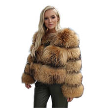 Abrigo de piel de zorro natural para mujer, chaqueta de piel de zorro real, gruesa, cálida, de lujo, a la moda, 2020 2024 - compra barato