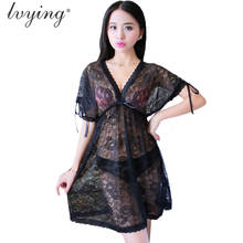 Plus Size Women Pyjamas Sexy Lace Nightgown Transparents Night Dress Lingerie Loose Sleepwear V-neck Nightwear Nighty Night Gown 2024 - buy cheap