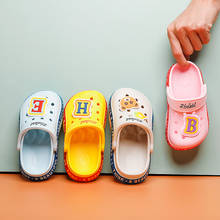 Tamancos de letras para crianças, sapatos de jardim para meninos e meninas, sapatos de praia, sandálias com buracos coloridos para bebês, chinelos tamanho 27 a 34 2024 - compre barato