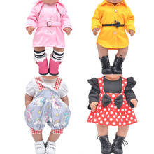 Clothes for doll fit 43cm toy newborn doll accessories Fashion jacket Cartoon suspender pants 2024 - buy cheap