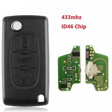 3 Button Car Key Remote Alarm Flip Folding Auto Key For Peugeot key 307 Citroen c5 c4 key 433mhz ID46 PCF7941 VA2 2024 - buy cheap