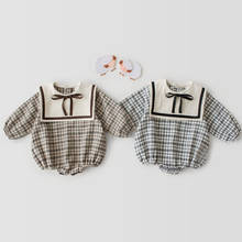 Newborn Baby Girl Clothes Outfits 0 3 Months Cotton Long Sleeve Baby Girl Navy Romper Plaid Infant Jumpsuit ropa bebe 0 meses 2024 - buy cheap