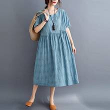 Plus Size Women Casual Long Dress New 2020 Summer Vintage Embroidery Loose Comfortable Female Cotton Linen Dresses P1359 2024 - купить недорого