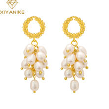 XIYANIKE  Golden Luxury Plump Pearl Earrings Dangle 2020 Newest Fashion Earrings For Women Elegant Party Statement Jewelry Gift 2024 - buy cheap