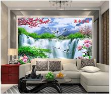 Papel tapiz de foto personalizado, murales 3d, papel tapiz para paredes, mural de flores de bosque idílico, pintura de paisaje de cascada, papeles de pared 2024 - compra barato