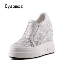 Cyabmoz-zapatos de aumento de altura ocultos para mujer, zapatillas de tacón alto, transpirables, de encaje, para fiesta, Tenis femeninos 2024 - compra barato