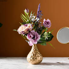 Vaso de vidro dourado, decoração de mesa para interiores, vaso pequeno de luxo criativo, casamento 2024 - compre barato