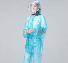 Модный прозрачный дождевик с двойными полями, дождевик, брюки, костюм, пластиковое пончо для взрослых мужчин и женщин, уличная одежда с разрезом для электрического автомобиля 2024 - купить недорого