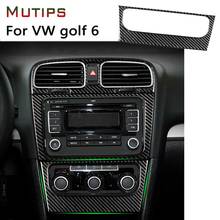 Multips botão de ajuste de controle central, capa de fibra de carbono para vw volkswagen golf 6 gti r mk6 1998-2006 2024 - compre barato