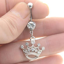 Clear Crystal Crown Belly Ring Sexy Women Dangle Earrings Navel Piercing Belly Piercing Nombril Belly Button Rings Dance Jewelry 2024 - buy cheap