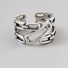 Anéis ocos irregulares cor de prata vintage para mulheres, anéis de declaração antigos ajustáveis para casamento 2024 - compre barato
