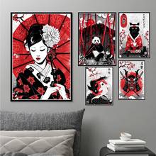 Pintura de diamante para decoração caseira, arte de parede rubi geisha, japonesas samurai, com strass, bordado, mosaico nórdico, imagem moder 2024 - compre barato