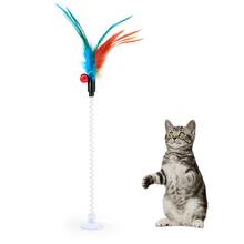 1 шт. забавная Интерактивная присоска, Весенняя игрушка для кошки, перо, волшебная палочка, кошка, прорезыватель, животные, интерактивные материалы, для кошки, выбор случайного цвета 2024 - купить недорого