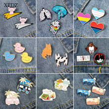 XEDZ-Conjunto de broche esmaltado de dibujos animados, broche esmaltado con forma de corazón, pulmón, pato, lechón, avión de papel, payaso, Gato naranja, regalo de joyería 2024 - compra barato