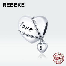 100% 925 sterling silver love lock charm heart beads fit Pandora bracelet pendant jewelry for women original jewelry gift DIY 2024 - buy cheap